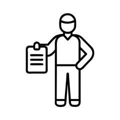 Poster - Man holding clipboard vector illustration for business presentation and report document design work