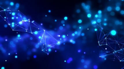 Aufkleber - Abstract representation of connected points and lines in a blue and dark space indicating digital connections at night
