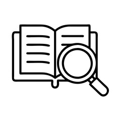 Poster - Book research icon open book with magnifying glass search education and learning study guide