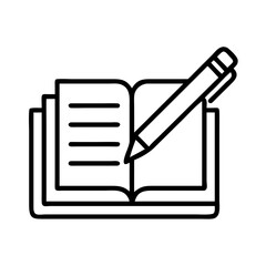 Poster - Open book with pencil icon vector illustration for writing, education, and learning concept design