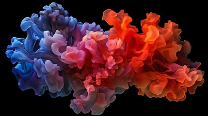 Fototapete - Colorful abstract fluid art with swirling shapes in shades of purple, orange, and pink, evoking a sense of movement and creativity