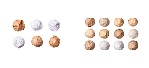 Wall Mural - crumpled paper balls creatively arranged on transparent bg