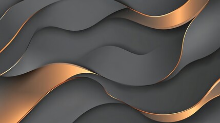 Fototapete - Abstract background featuring wavy black and gold shapes complementing each other, creating a luxurious and elegant visual appeal with depth and movement