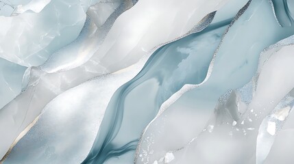 Poster - Elegant abstract background featuring soft flowing waves in shades of blue and white with subtle glittering accents, creating a serene and tranquil atmosphere