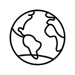 Poster - Earth globe outline icon vector illustration world map geography travel planet drawing line art