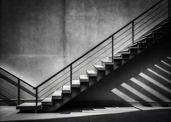 Poster - Black and White Minimalist Stairs, Covington, Kentucky - Stock Photo