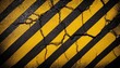 © ochikosan - ひび割れたアスファルトの黄色と黒の斜めの縞々模様（Yellow and black diagonal stripes on cracked asphalt）