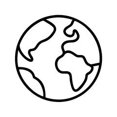 Poster - Earth globe vector icon illustration, world map outline graphic, global planet geography drawing