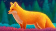 © Alfida - Glowing orange fox standing in vibrant, stylized forest at night