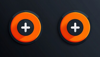 Buttons Plus Icons Dark Background