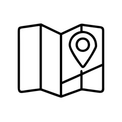 Poster - Map with location pin icon vector illustration for travel destination and navigation app