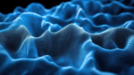 Poster - A detailed view of a dynamic, blue, data-driven surface.