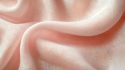Poster - subtle elegance captured in textured peach fabric revealing delicate folds and intricate weave patterns creating a soft and calming aesthetic