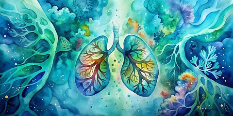 Poster - Aerial Watercolor Lung: Abstract Pulmonary Art, Drone Photography