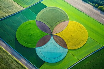 Poster - Aerial View of Three Overlapping Circles, Venn Diagram, Geometric Shapes, Abstract Design