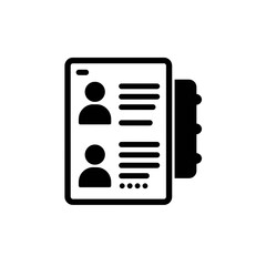 Poster - Contact Information Icon: A simple and clean icon featuring a list of contacts with name and details, ideal for ui ux or business or marketing concepts.