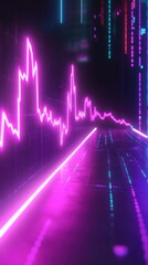 Poster - neon-lit digital landscape with vibrant data visualization