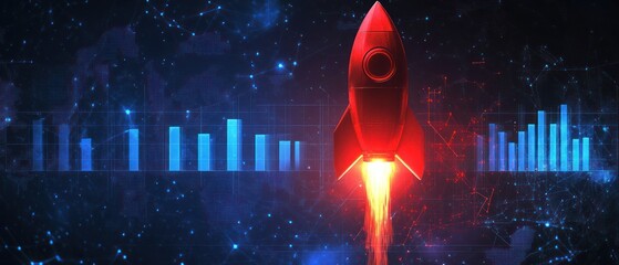 Poster - Rocket Launching with Data Visualization Background