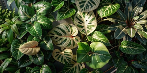  Aerial Drone Shot: Rare Variegated Plants - Monstera Albo, Variegated Monstera, Philodendron Florida Beauty, Alocasia Collection