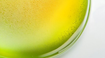 Poster - A close-up view of a vibrant yellow and green gradient isolated on a white background, showcasing the smooth texture and subtle sheen of the surface