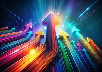 Poster - Abstract Tech Growth: Colorful Upward Arrows in Portrait Photography