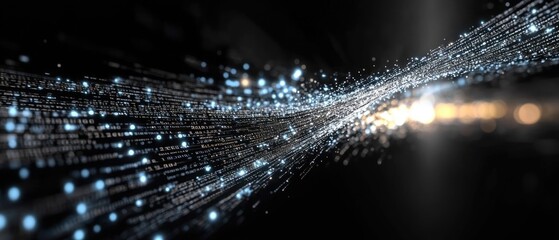 Poster - abstract light trails with glowing particles in motion