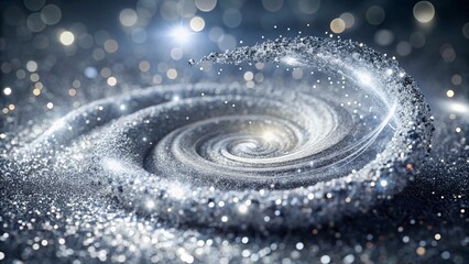 Poster - Abstract Silver Sparkle Swirl on White Background - Modern Design Element