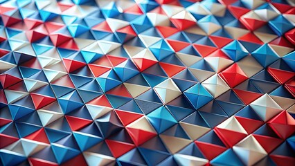 Poster - Abstract Red White Blue Triangle Geometric Pattern Background Stock Photo