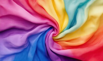Poster - A mesmerizing rainbow chiffon swirl presents vibrant spectrum of colors in soft folds, ideal for backgrounds.