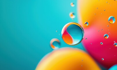 Poster - Macro photograph of colorful oil and water bubbles creating an abstract and vibrant design.