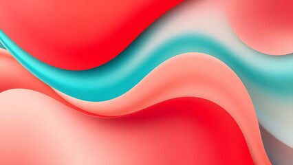 Fototapete - Vivid red and green waves form a colorful abstract design