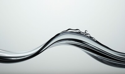 Poster - A single, smooth wave crests, showing a clear, pure water with a pale gray gradient backdrop.