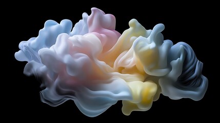 Fototapete - A vibrant abstract design featuring flowing shapes in soft pastel colors including pink, blue, yellow, and white, conveying a sense of fluidity and motion in a serene and artistic composition