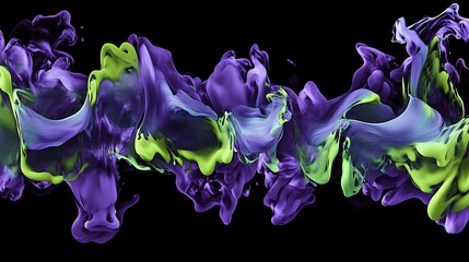 Fototapete - An abstract design featuring fluid shapes in vibrant purple and green hues, creating a dynamic and energetic atmosphere with soft transitions between colors