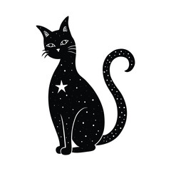  A cat with a moon tail on white background.