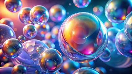 Poster - Abstract Glass Bubbles Background - Bokeh Effect, Shimmering, Colorful, Artistic