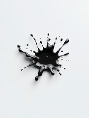 Poster - Elegant black ink splash on a pristine white surface, creating a captivating visual.