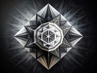 Poster - Abstract Geometric Black and White AI Generated Design - Modern Minimalist Background