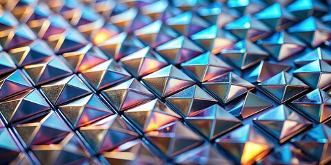 Poster - Abstract Bright Silver Metallic Triangle Pattern - Tilt-Shift Photography Stock Photo