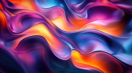 Fototapete - iridescent flow a captivating abstract background featuring fluid waves of vibrant colors creating a mesmerizing and visually dynamic composition