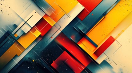Poster - abstract geometric composition of intersecting rectangles with a vibrant color palette and subtle textures for modern backgrounds and designs