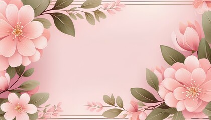 Poster - pink background with flowers frame