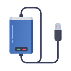 Poster - Power Bank Charger Icon with USB Cable Representing Portable Charging and Power Supply