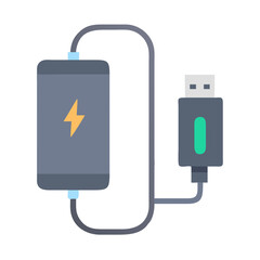 Poster - Power Bank Charger Icon with USB Cable Representing Portable Charging and Power Supply