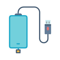 Poster - Power Bank Charger Icon with USB Cable Representing Portable Charging and Power Supply