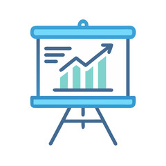Poster - Presentation Board with Graph Chart Icon Representing Business Analytics and Data Visualization