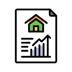 Poster - Real Estate Document with Growth Arrow Chart Icon Representing Property Market Trends and Financial
