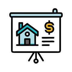 Fototapete - Real Estate Investment Presentation Icon Representing Property Finance and Business Strategy