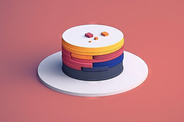 Aufkleber - 3D business graph with organized bars and information blocks. Abstract infographic element. Business growth and development to success concepts
