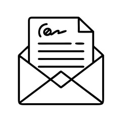Poster - Signed Letter in Envelope Icon Representing Official Mail and Document Communication